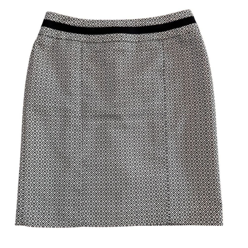 Antonio Melani Geometric Pencil Skirt Black White Women's Size 10